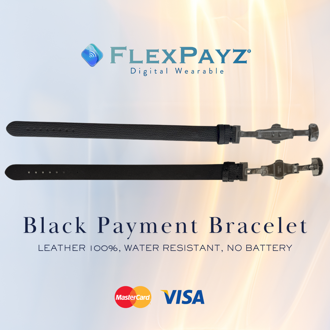 Black Contactless Payment Bracelet, Water resistant
