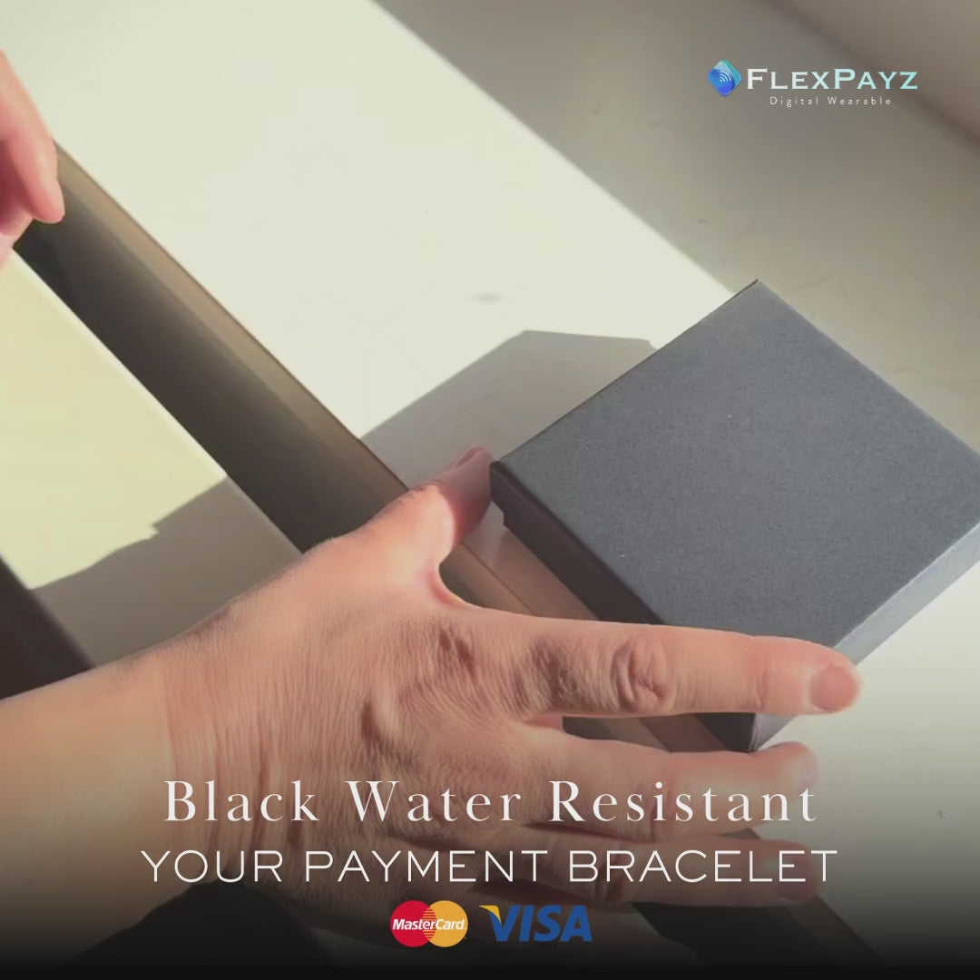 Black Contactless Payment Bracelet, Water resistant